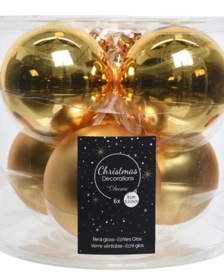 Decoris Kerstballen - 6x stuks - goud - D8 cm - glas - glans en mat - kerstversiering