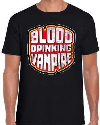 Halloween blood drinking vampire verkleed t-shirt zwart heren