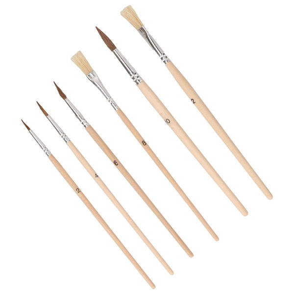 Gerimport penselen set - set van 6 stuks - platte en ronde penselen - hobbypenseelÂ  -