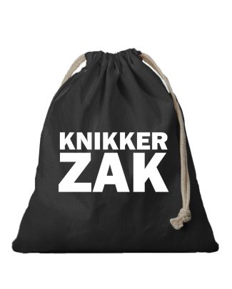 Canvas knikkerzak - zwart - met sluitkoord - voor kinderen -