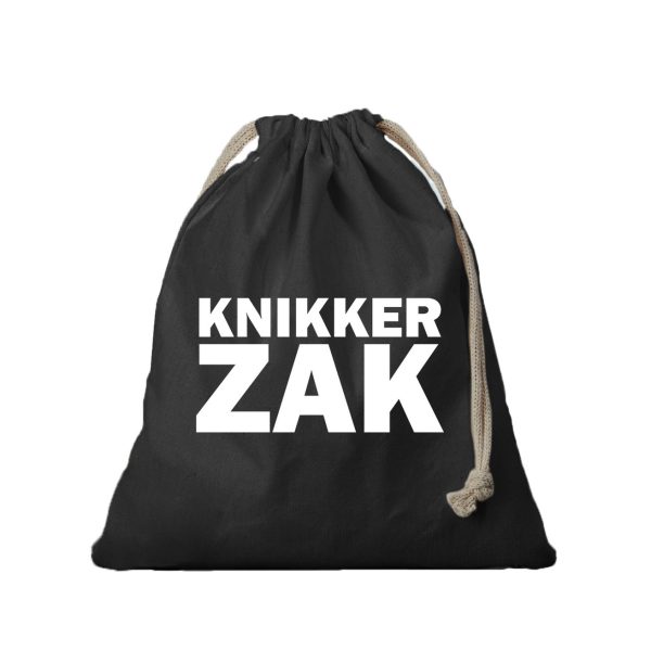 Canvas knikkerzak - zwart - met sluitkoord - voor kinderen -