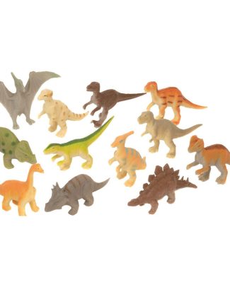 Set met mini dinosaurus speelgoed figuurtjes 12-delig -