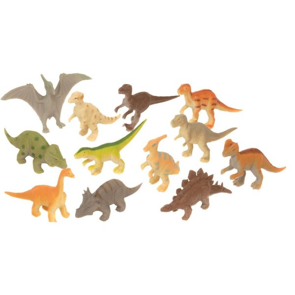 Set met mini dinosaurus speelgoed figuurtjes 12-delig -