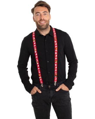 Bretels Kerst met Belletjes - rood