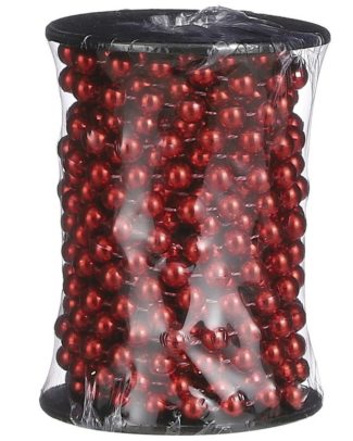 1x stuks kerstboom kralenslingers rood 500 cm kerstslingers