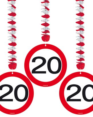 20 Jaar Verkeersbord Hangdecoratie - 3 stuks