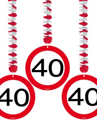 40 Jaar Hangdecoratie Verkeersbord - 3 stuks