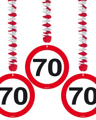 70 Jaar Hangdecoratie Verkeersbord - 3 stuks