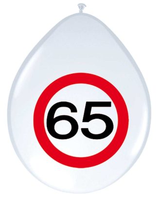 65 Jaar Verkeersbord Ballonnen - 8 stuks