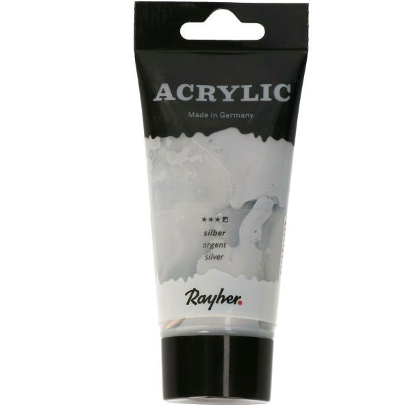 Acrylverf/hobbyverf waterbasis - zilver - 75 ml - Schilderen -