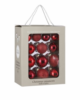 26x Glazen kerstballen rood 5-6-7 cm mat/glans