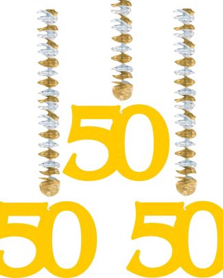 50 Jaar Gouden Hangdecoratie - 3 stuks