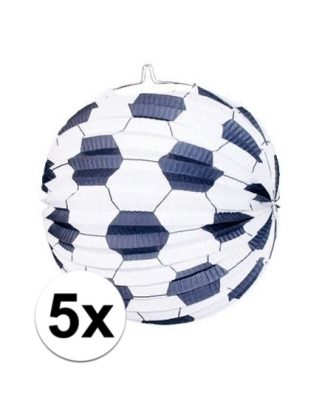 5x stuks Voetbal thema versiering lampionnen van 24 cm
