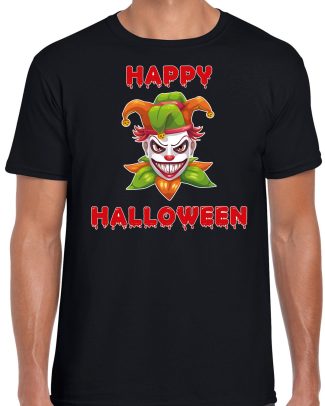 Happy Halloween groene horror joker verkleed t-shirt zwart voor heren