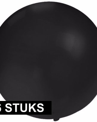 Grote ballonnen 60 cm - 6x - zwart - Feestartikelen/versiering - verjaardag