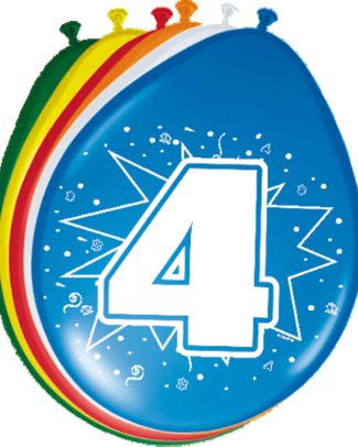Ballonnen 4 jaar - 8 stuks