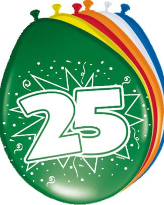 25 Jaar Ballonnen 30cm 8 stuks