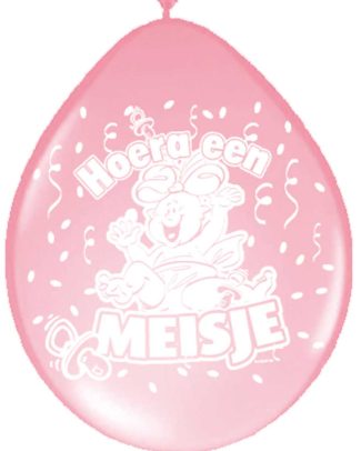 Geboorteballonnen Hoera een Meisje 30cm - 8 stuks