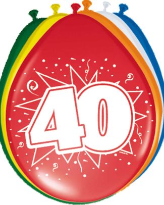 40 Jaar Ballonnen Meerkleurig - 8 stuks