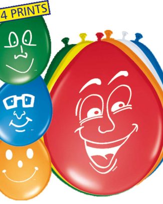 Vrolijke gezichten ballonnen - 8 stuks