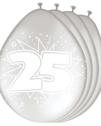 25 Jaar Zilveren Ballonnen - 8 stuks