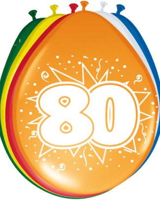 80 Jaar Ballonnen Meerkleurig - 8 stuks