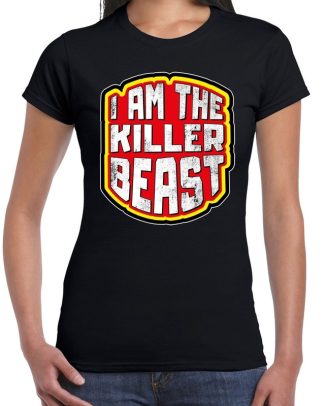 Halloween killer beast verkleed t-shirt zwart voor dames