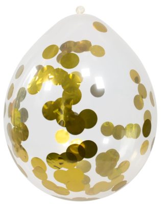 Ballonnen met Goudkleurige Confetti 30cm - 4 stuks