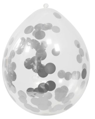 Ballonnen met Zilverkleurige Confetti 30cm - 6 stuks