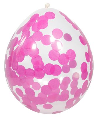 Ballonnen met Roze Confetti 30cm - 4 stuks