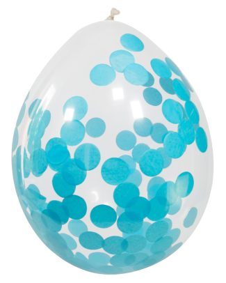 Ballonnen met Blauwe Confetti 30cm - 4 stuks