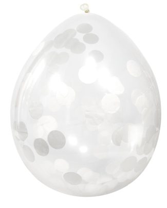 Ballonnen met Witte Confetti 30cm - 4 stuks