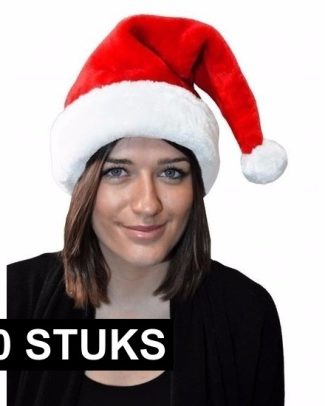 10x Kerstmuts rood pluche voor volwassenen