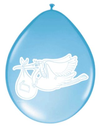 Blauwe Geboorte Ballonnen Ooievaar - 8 stuks