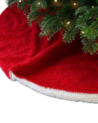 Unique Living kerstboomrok - rood - D90 cm - polyester - kerstboomkleed