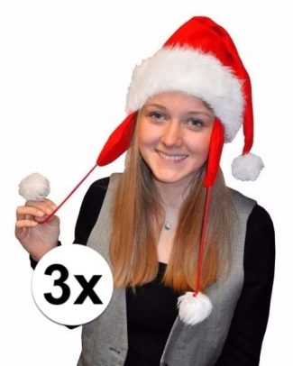 3x Kerstmuts pluche met oorflappen voor volwassenen