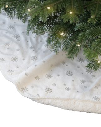 Kerstboomrok - wit - sneeuwvlokken - D100 cm - polyester - kerstboomkleed