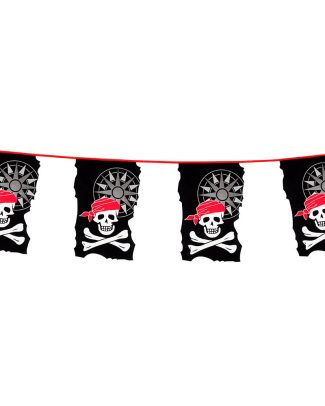 Piraten thema vlaggenlijn - doodshoofd - 10 meter - kunststof - piraten kinderfeestje