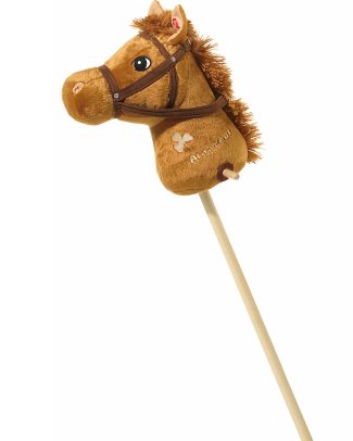 Pluche stokpaard bruin met geluid 110 cm