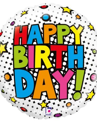 Happy Birthday Sterrenexplosie folieballon - 53 cm