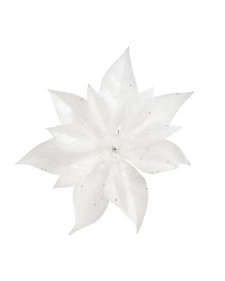 Cosy & Trendy Kersthanger - bloem - op clip - wit - 18 cm