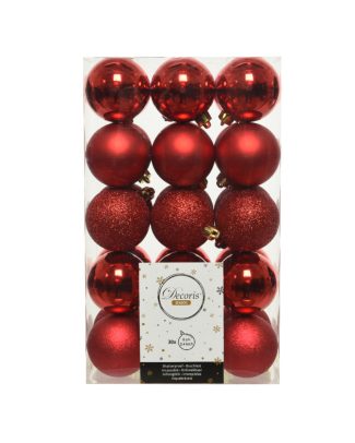 Decoris kerstballen - 30x st - rood - D6 cm - kunststof - kerstversiering