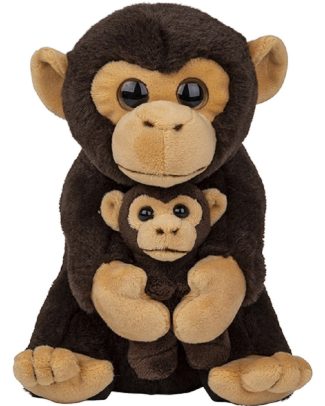 Knuffeldier Chimpansee - pluche apen mama met kind - knuffels - 22 cm - bosdieren