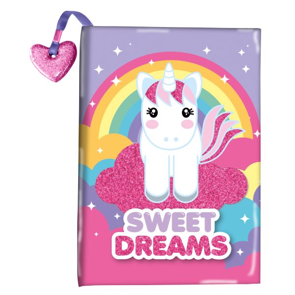 Roze/paars sweet Dreams dagboek eenhoorn/unicorn met glitter -
