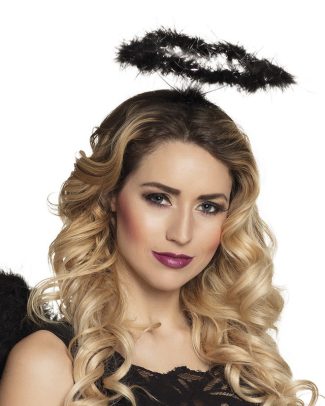 Zwarte engel verkleed diadeem/tiara met halo