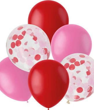 Ballonnen Mix Roze/Rood - 6stk