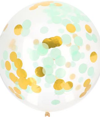 XL Confetti Ballon Goud/Mint