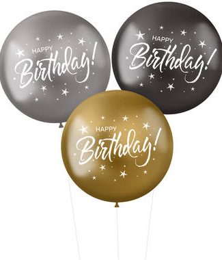XL Ballonnen Happy Birthday Electrum - 3stk