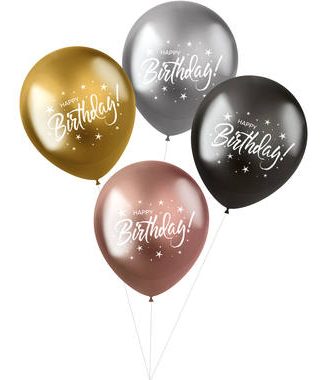 Ballonnen Happy Birthday Electrum - 4stk