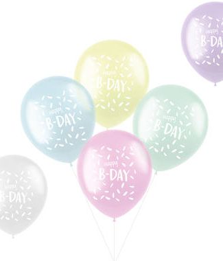 Ballonnen Happy Birthday Pastel - 6stk